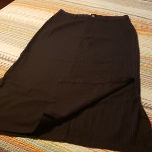 Black Calvin Klein red pinstripe maxi denim skirt